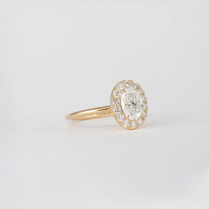 1.00 CT Oval Shaped Halo Moissanite Engagement Ring