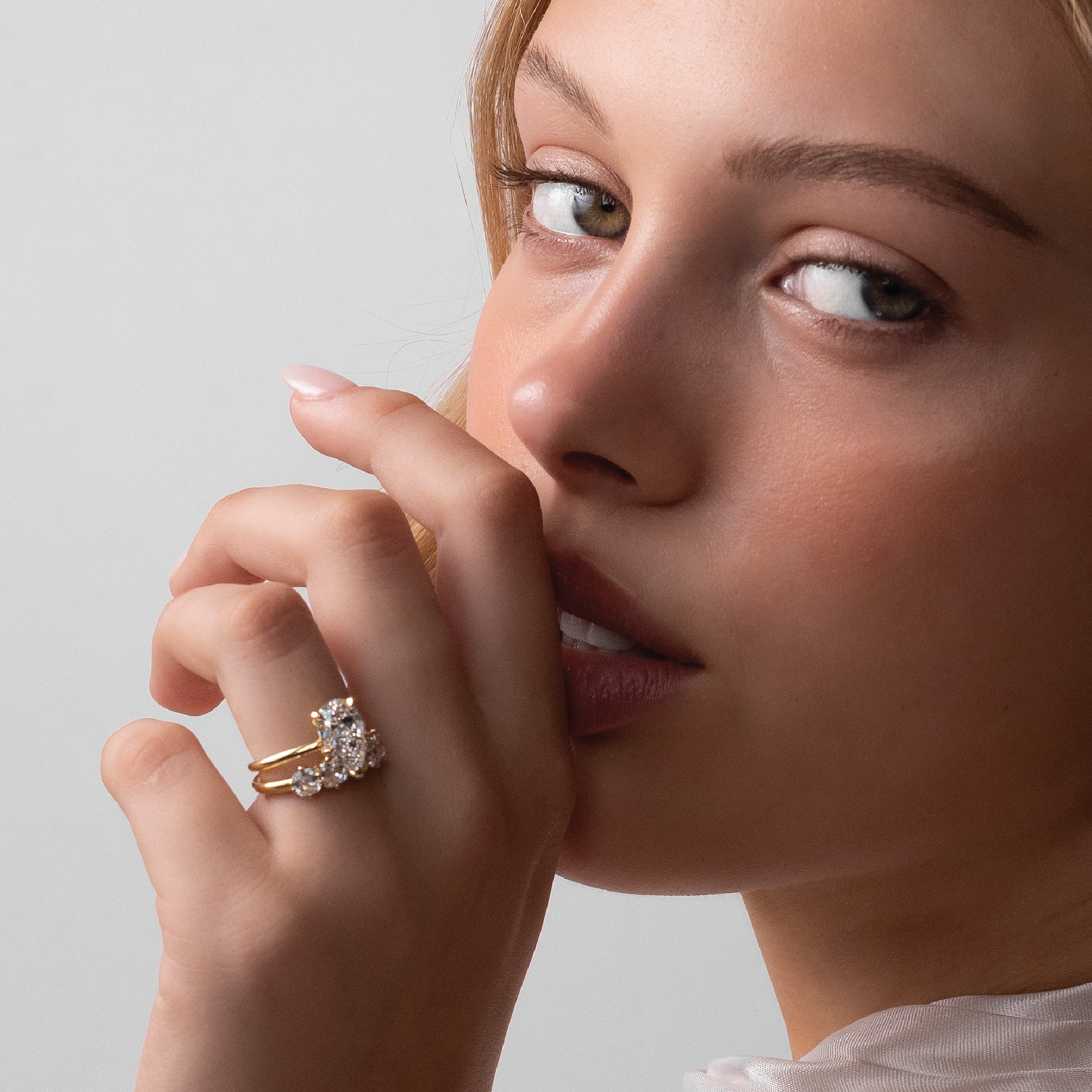Marquise Cut Cluster Styled Lab Grown Diamond Engagement Ring
