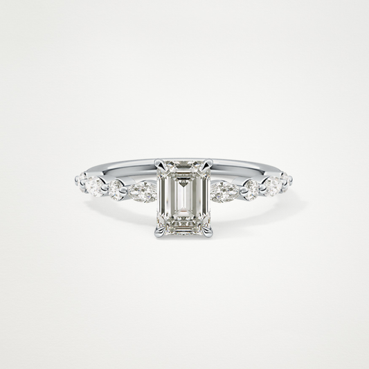 Emerald Cut Moissanite Pave Engagement Ring – 1.02 CT Lab-Created Brilliance in 10K/14K/18K Gold