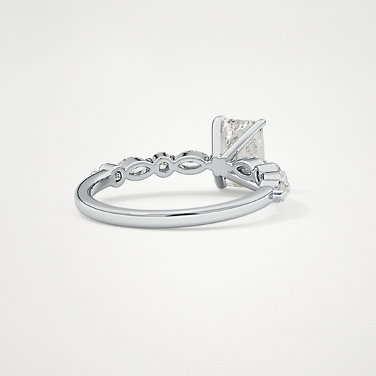 Emerald Cut Moissanite Pave Engagement Ring – 1.02 CT Lab-Created Brilliance in 10K/14K/18K Gold