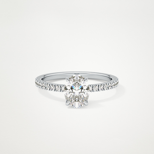 Oval Cut Moissanite Pave Engagement Ring – 1.0 CT Lab-Created Brilliance in 10K/14K/18K Gold