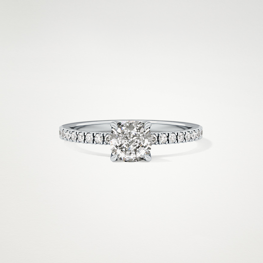 Cushion Cut Moissanite Pave Engagement Ring – 0.95 CT Lab-Created Brilliance in 10K/14K/18K Gold