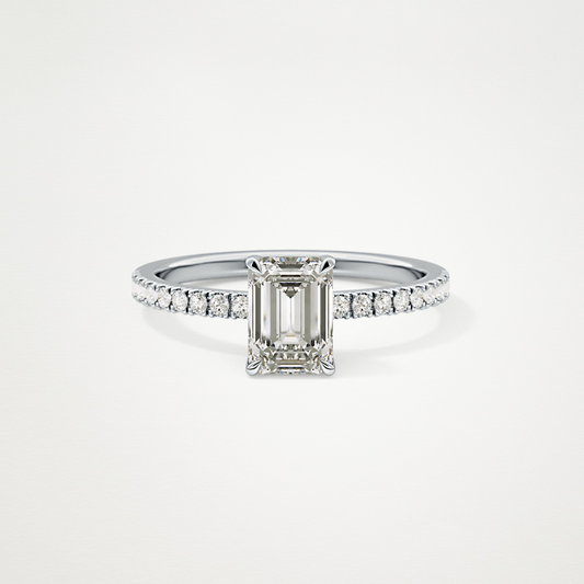 Emerald Cut Moissanite Pave Engagement Ring – 1.02 CT Lab-Created Brilliance in 10K/14K/18K Gold