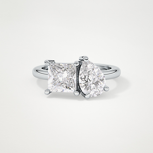 Pear & Princess Cut Moissanite Two Stone Engagement Ring – 2.38 CT Lab-Created Brilliance in 10K/14K/18K Gold