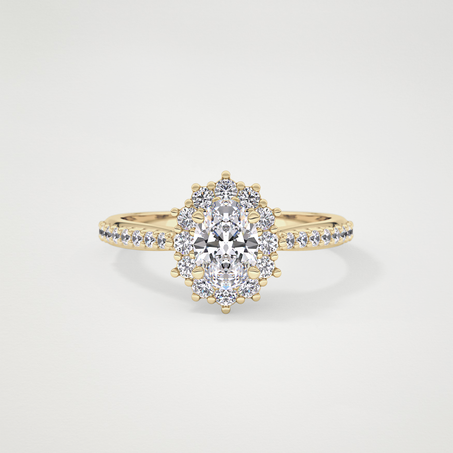 Oval Cut Moissanite Halo & Pave Engagement Ring – 0.66 CT Lab-Created Brilliance in 10K/14K/18K Gold