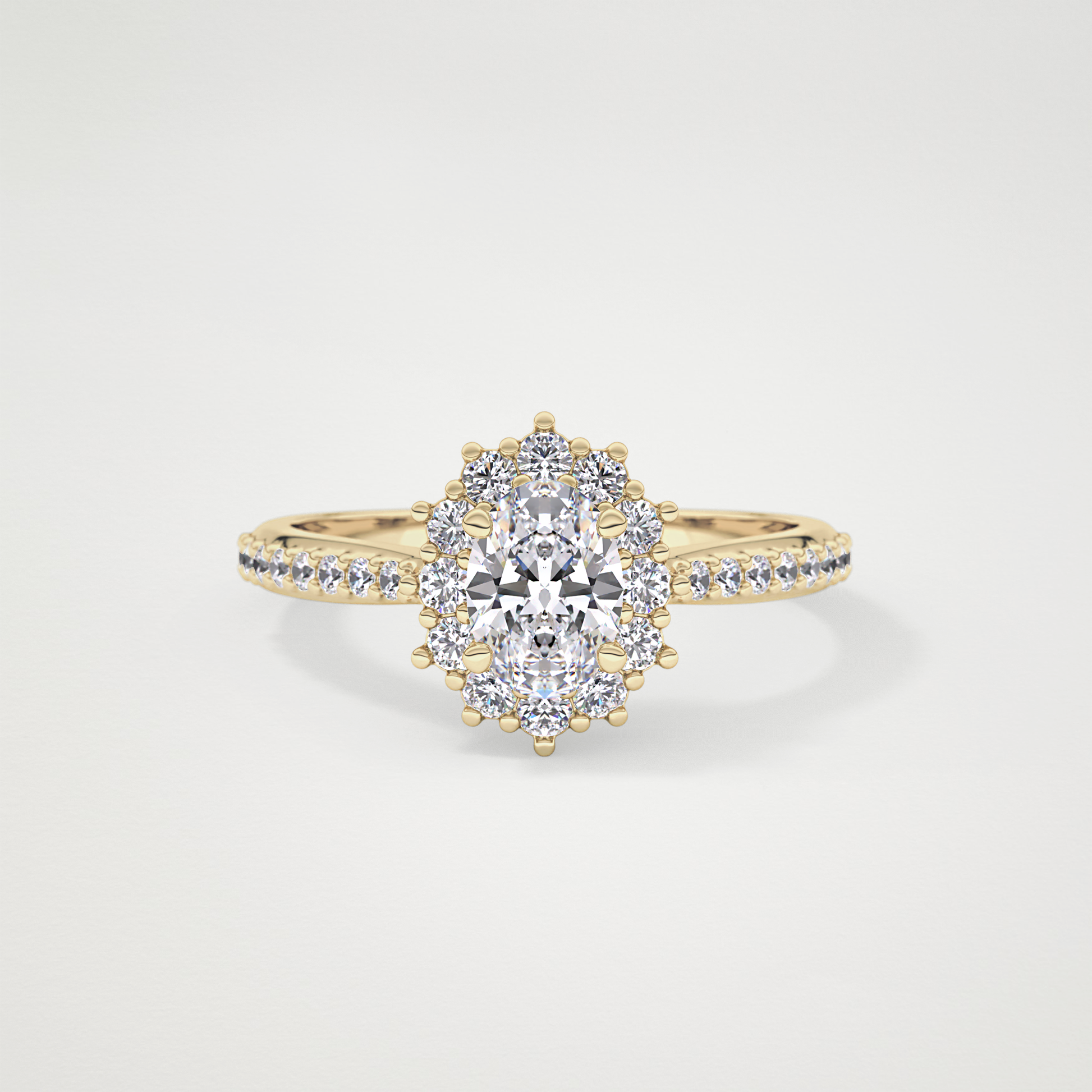Oval Cut Moissanite Halo & Pave Engagement Ring – 0.66 CT Lab-Created Brilliance in 10K/14K/18K Gold