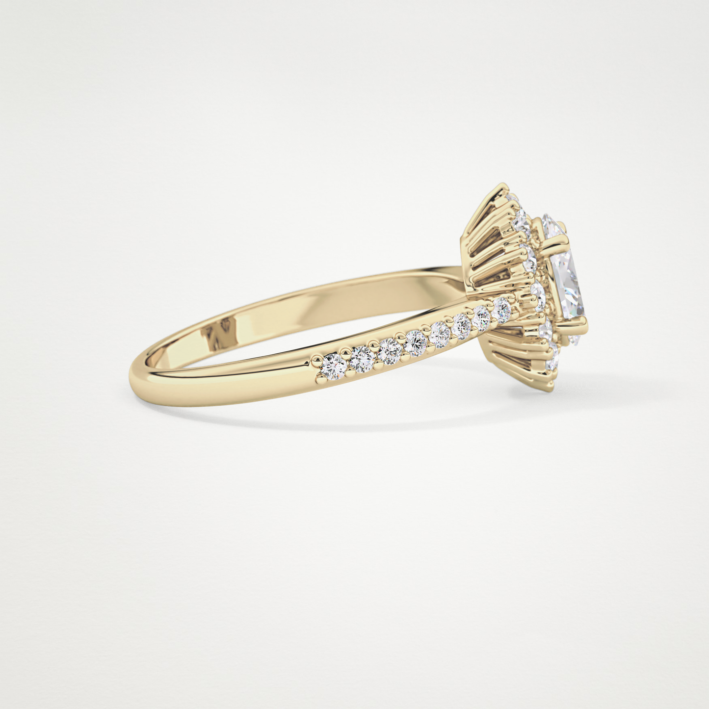 Oval Cut Moissanite Halo & Pave Engagement Ring – 0.66 CT Lab-Created Brilliance in 10K/14K/18K Gold