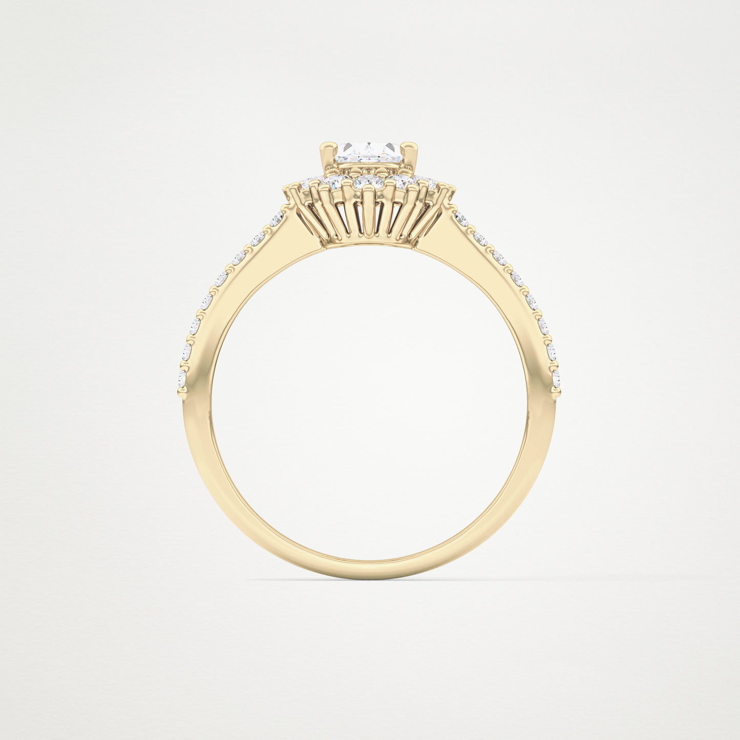 Oval Cut Moissanite Halo & Pave Engagement Ring – 0.66 CT Lab-Created Brilliance in 10K/14K/18K Gold