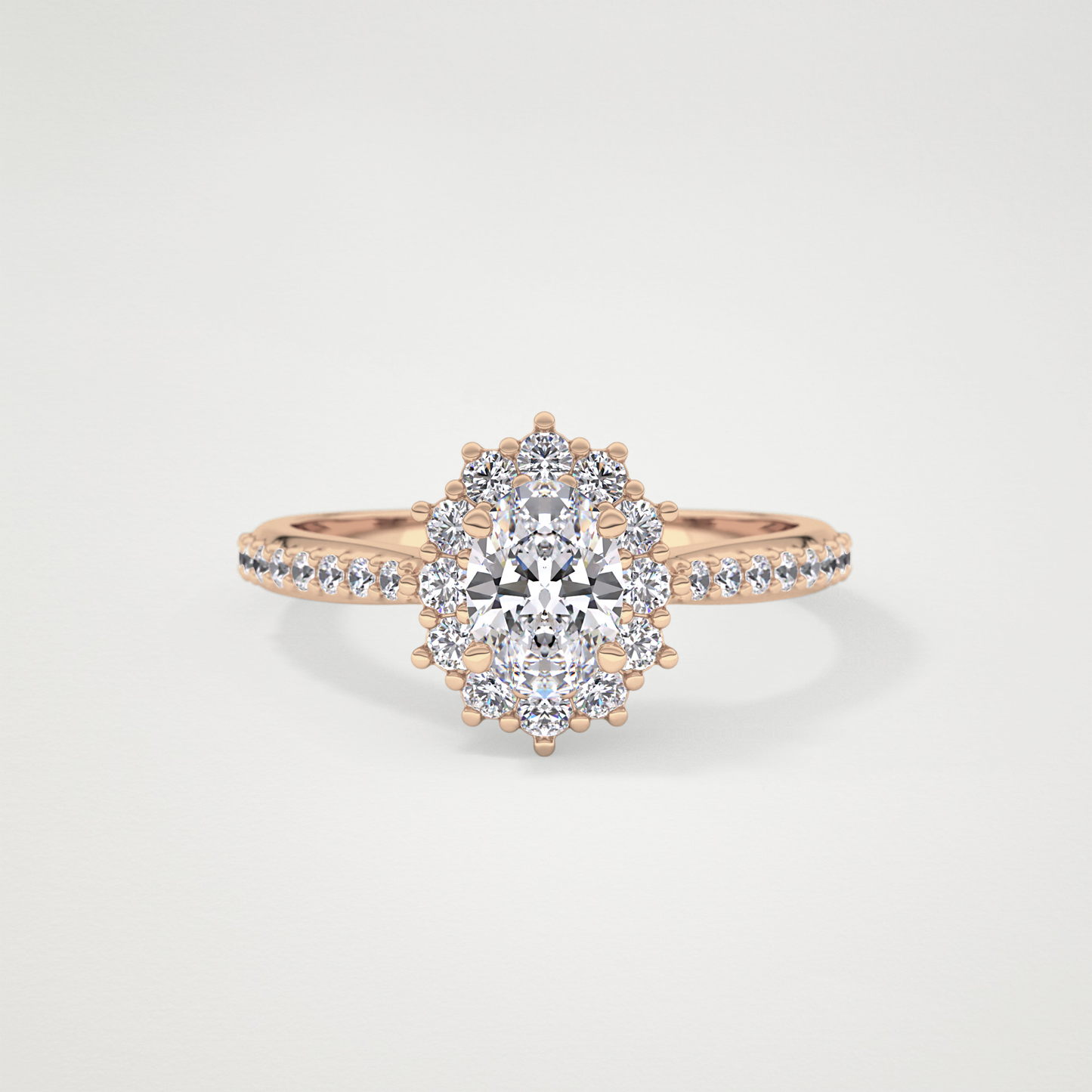 Oval Cut Moissanite Halo & Pave Engagement Ring – 0.66 CT Lab-Created Brilliance in 10K/14K/18K Gold