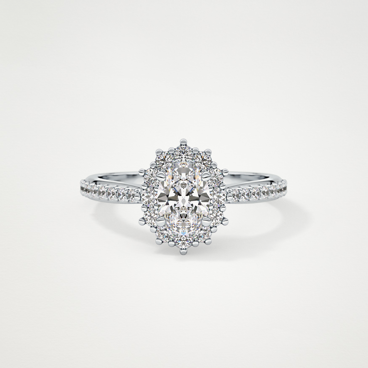 Oval Cut Moissanite Halo & Pave Engagement Ring – 0.66 CT Lab-Created Brilliance in 10K/14K/18K Gold