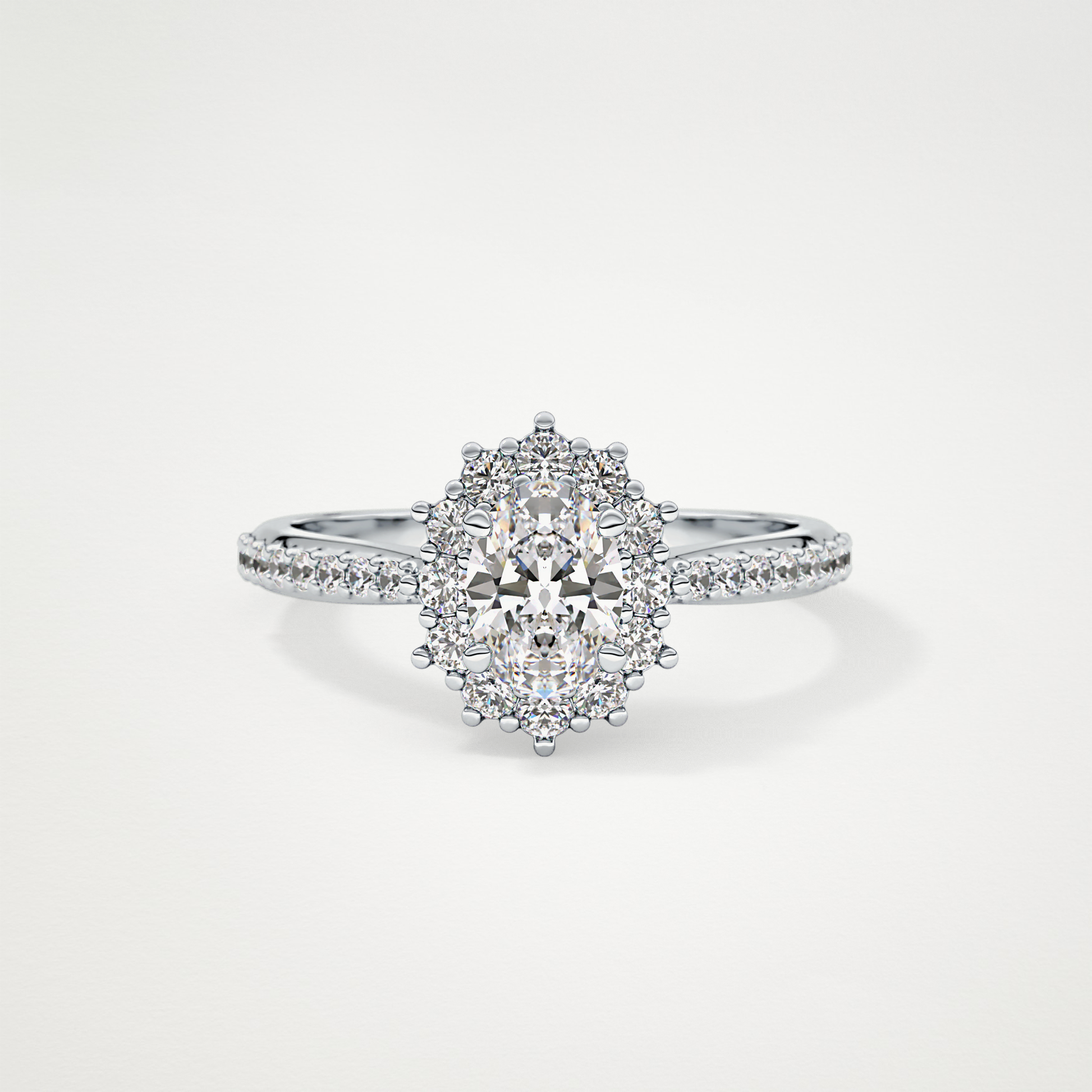 Oval Cut Moissanite Halo & Pave Engagement Ring – 0.66 CT Lab-Created Brilliance in 10K/14K/18K Gold