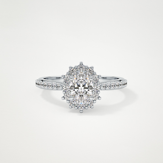 Oval Cut Moissanite Halo & Pave Engagement Ring – 0.66 CT Lab-Created Brilliance in 10K/14K/18K Gold