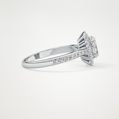 Oval Cut Moissanite Halo & Pave Engagement Ring – 0.66 CT Lab-Created Brilliance in 10K/14K/18K Gold