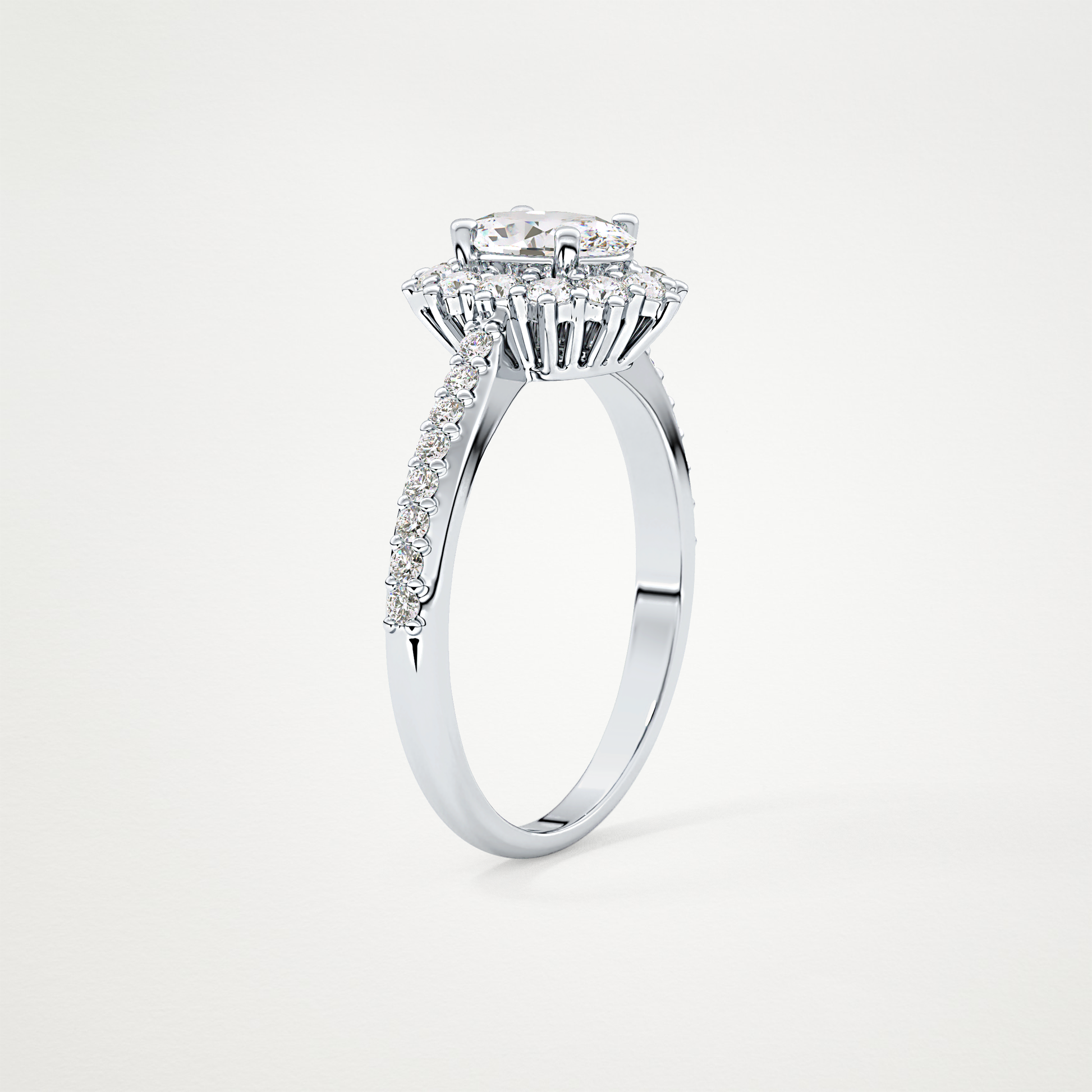 Oval Cut Moissanite Halo & Pave Engagement Ring – 0.66 CT Lab-Created Brilliance in 10K/14K/18K Gold