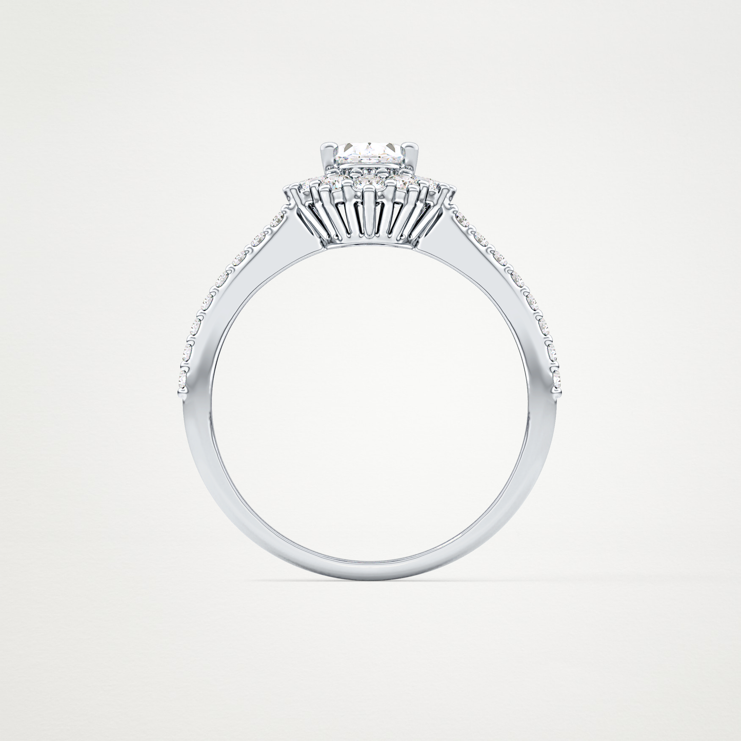 Oval Cut Moissanite Halo & Pave Engagement Ring – 0.66 CT Lab-Created Brilliance in 10K/14K/18K Gold
