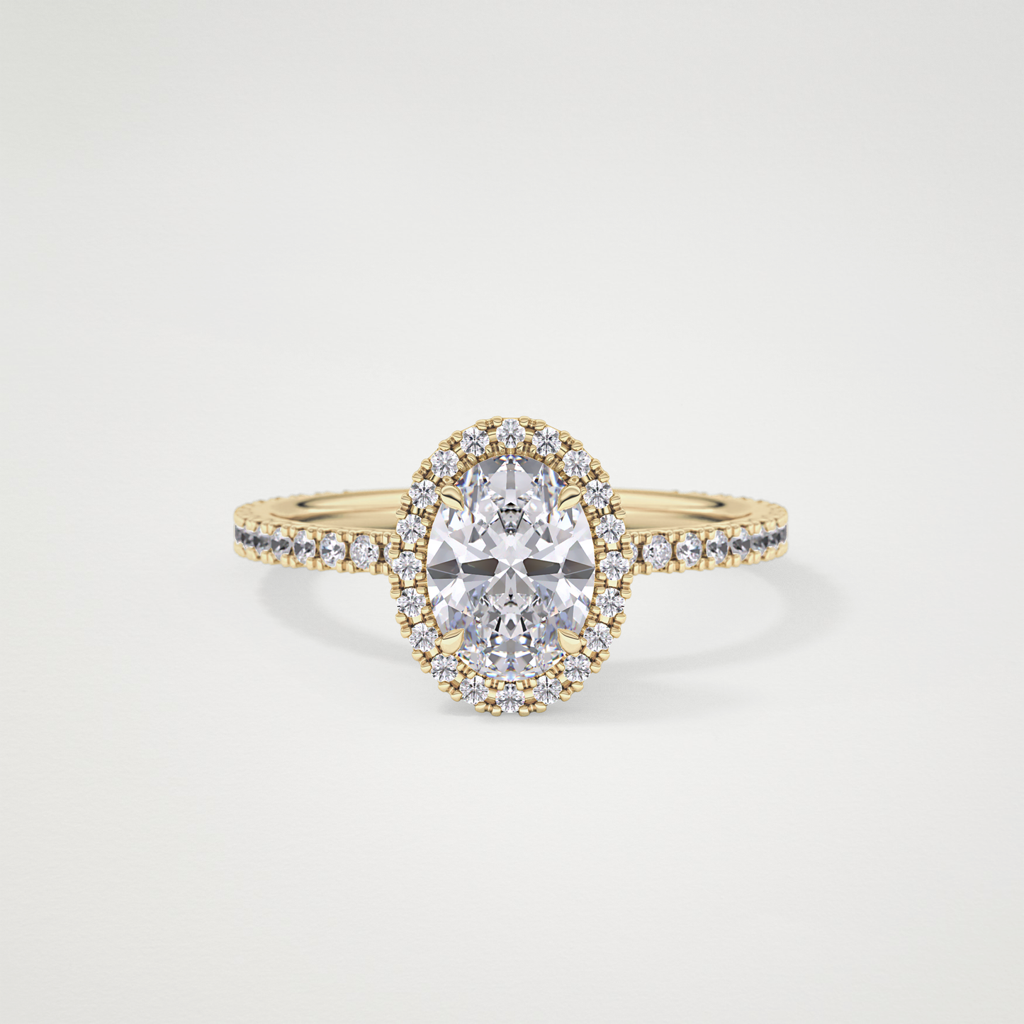 Oval Cut Moissanite Halo & Pave Engagement Ring – 0.91 CT Lab-Created Brilliance in 10K/14K/18K Gold