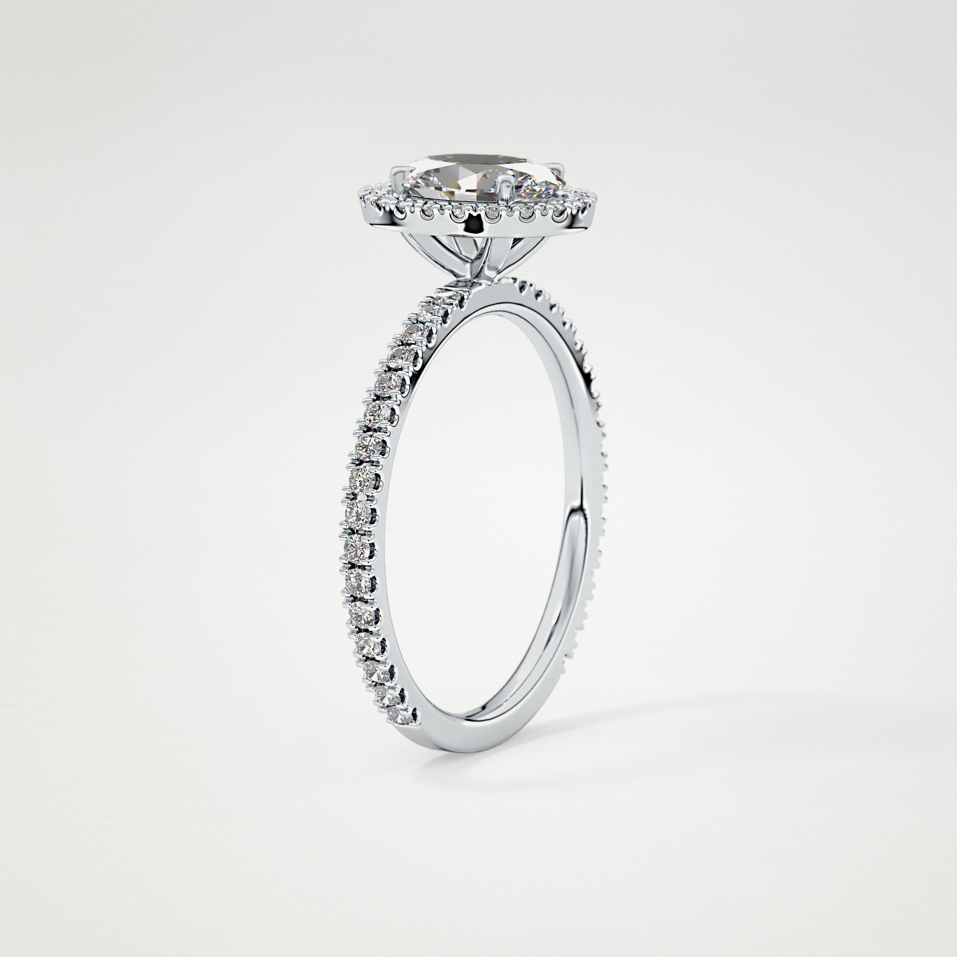Oval Cut Moissanite Halo & Pave Engagement Ring – 0.91 CT Lab-Created Brilliance in 10K/14K/18K Gold