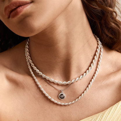 0.11 TCW Round Shaped Engravable Moissanite Necklace