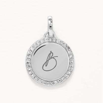 0.11 TCW Round Shaped Engravable Moissanite Necklace