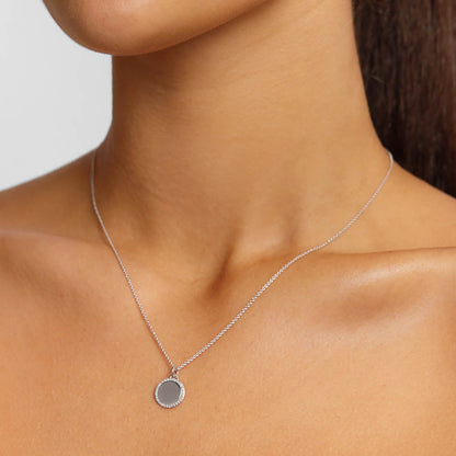 0.11 TCW Round Shaped Engravable Moissanite Necklace