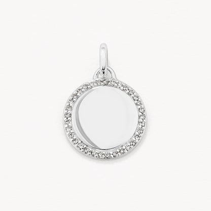 0.11 TCW Round Shaped Engravable Moissanite Necklace