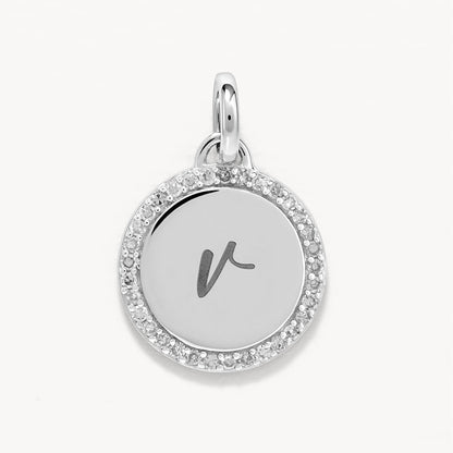 0.11 TCW Round Shaped Engravable Moissanite Necklace