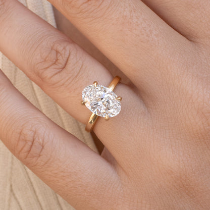 Marquise Shaped Three Stone Lab Grown Diamond Engagement Ring