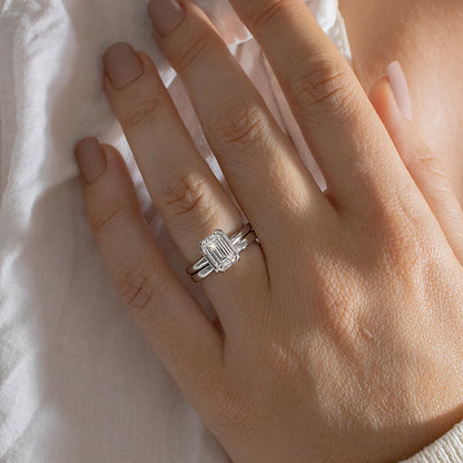 Marquise Shaped Three Stone Lab Grown Diamond Engagement Ring