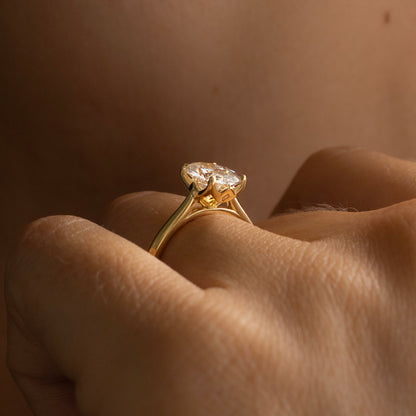 Marquise Shaped Three Stone Lab Grown Diamond Engagement Ring