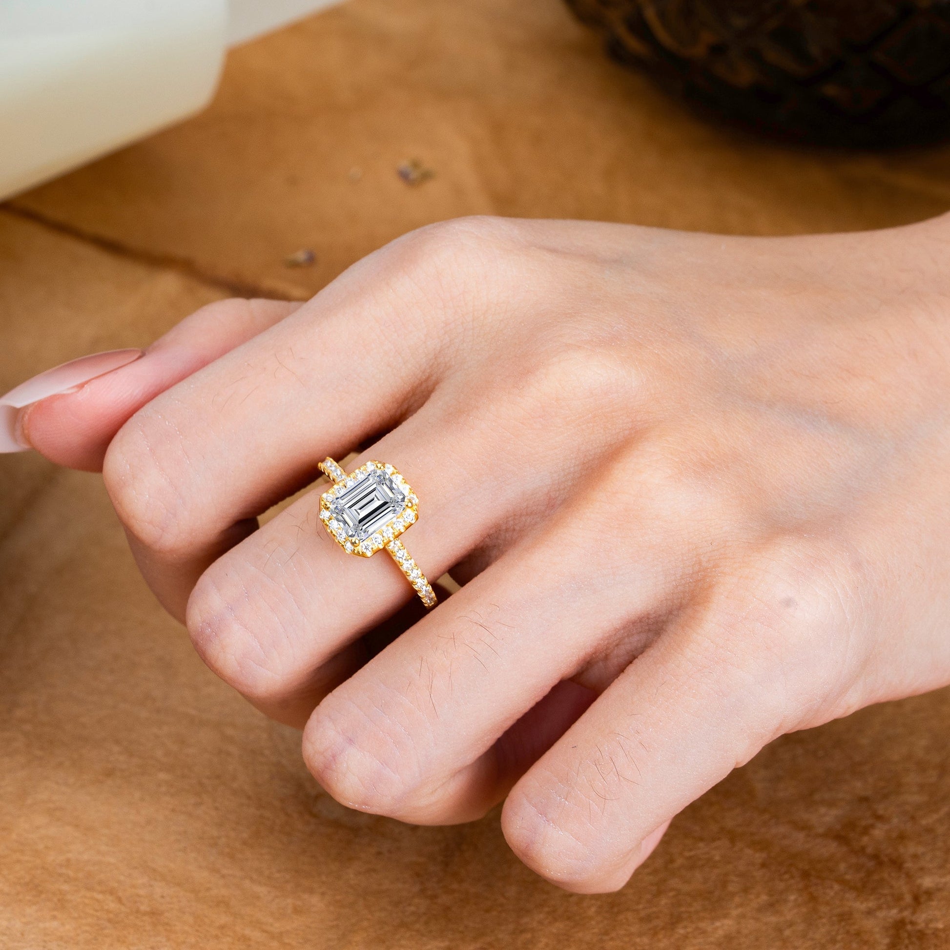 Marquise Shaped Three Stone Lab Grown Diamond Engagement Ring