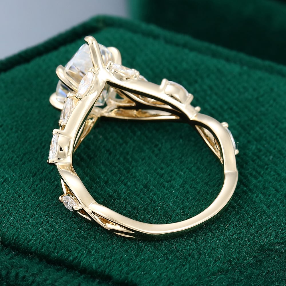 2.05 CT Pear Cut Natured Inspired Moissanite Engagement Ring
