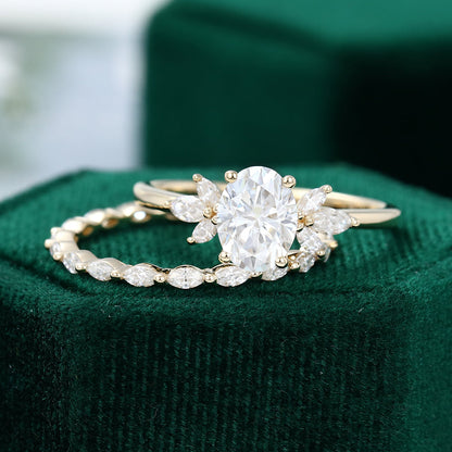 1.33 CT Oval Moissanite Cluster Bridal Ring Set (Ring Remake for Deborah) 5