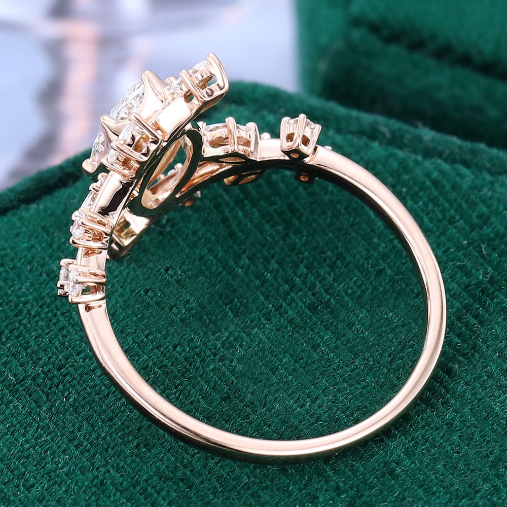 1 CT Marquise Shaped Nature Inspired Moissanite Engagement Ring