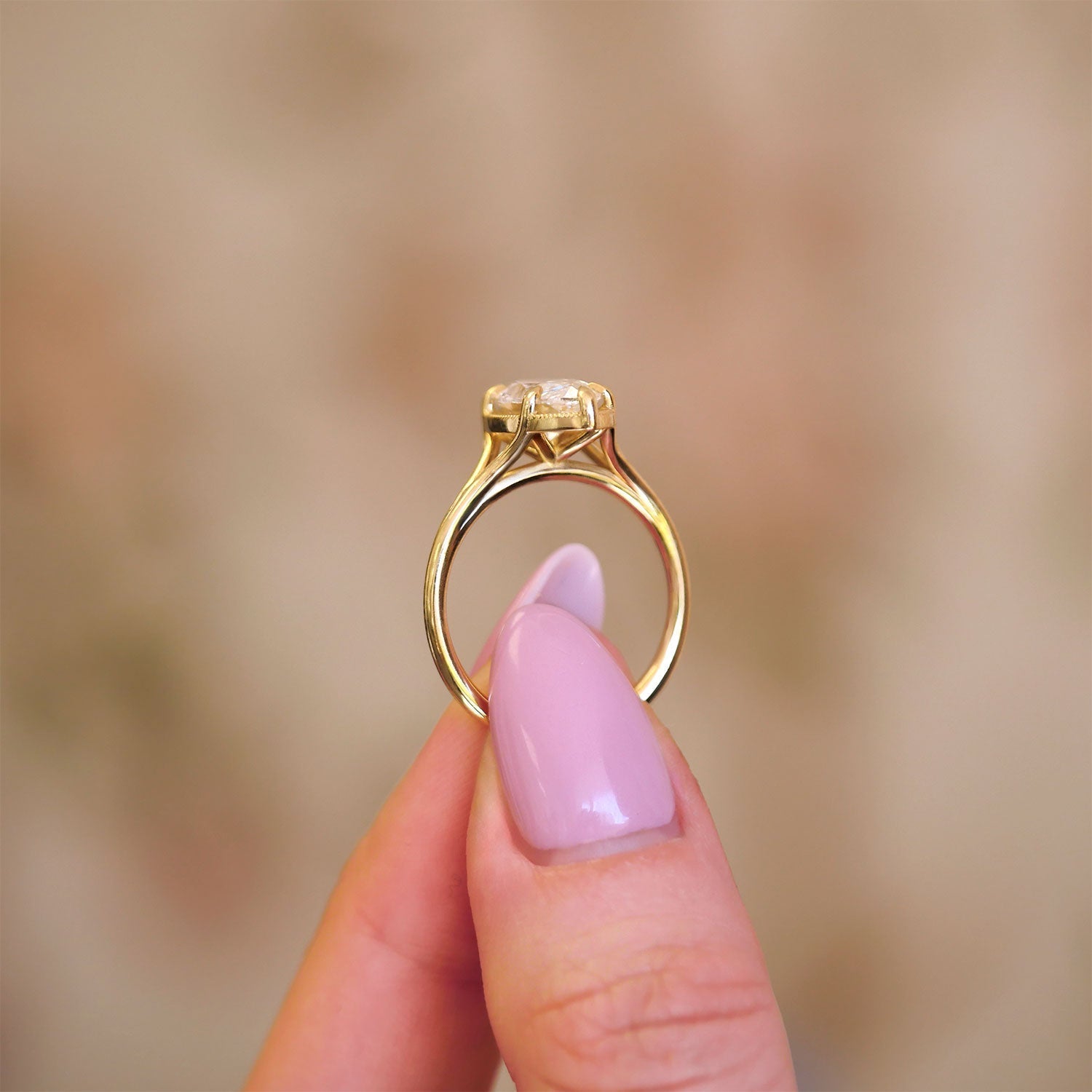 Marquise Shaped Three Stone Lab Grown Diamond Engagement Ring