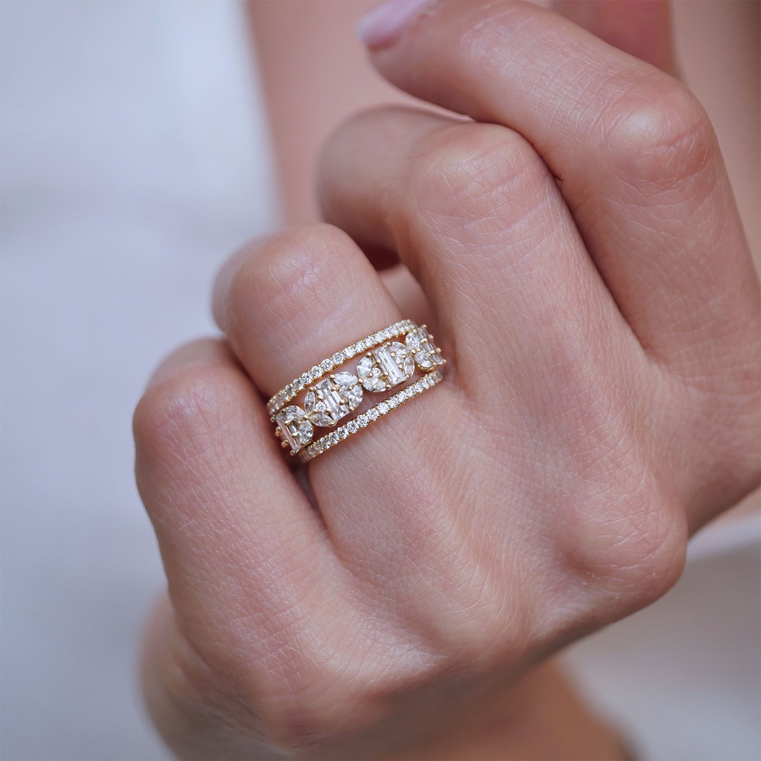 0.25 TCW Round Shaped Half Eternity Lab Grown Diamond Wedding Band