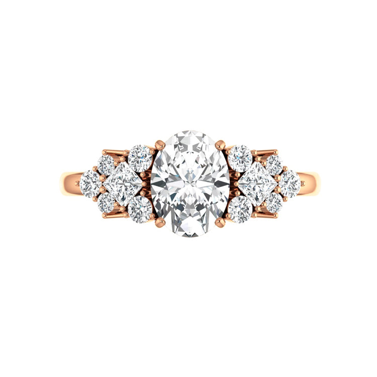 Marquise Shaped Three Stone Lab Grown Diamond Engagement Ring