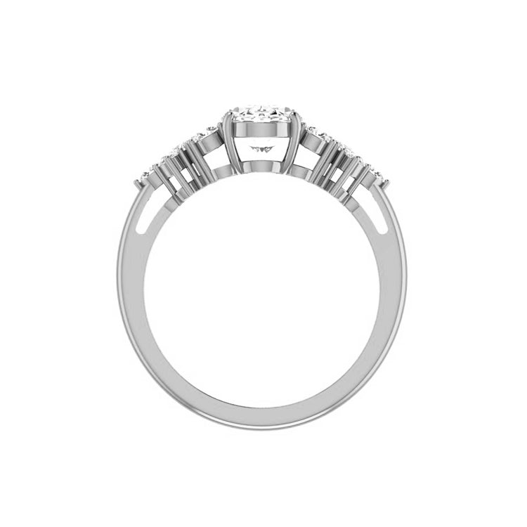 Marquise Shaped Three Stone Lab Grown Diamond Engagement Ring