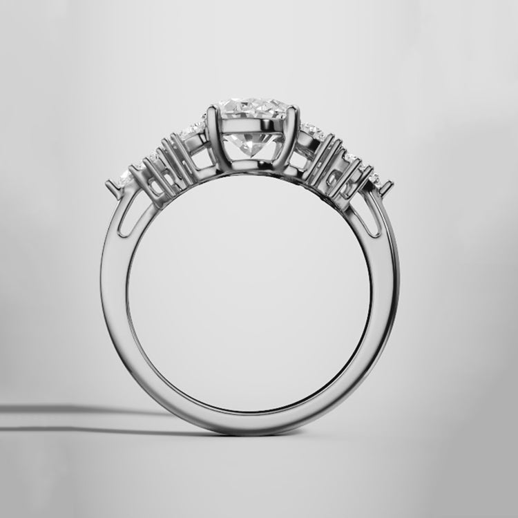 Marquise Shaped Three Stone Lab Grown Diamond Engagement Ring