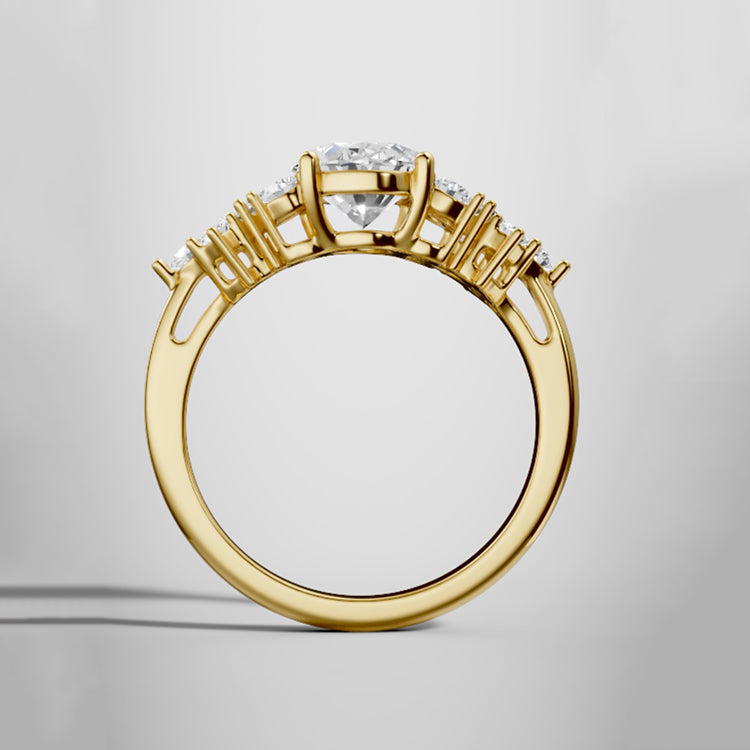 Marquise Shaped Three Stone Lab Grown Diamond Engagement Ring