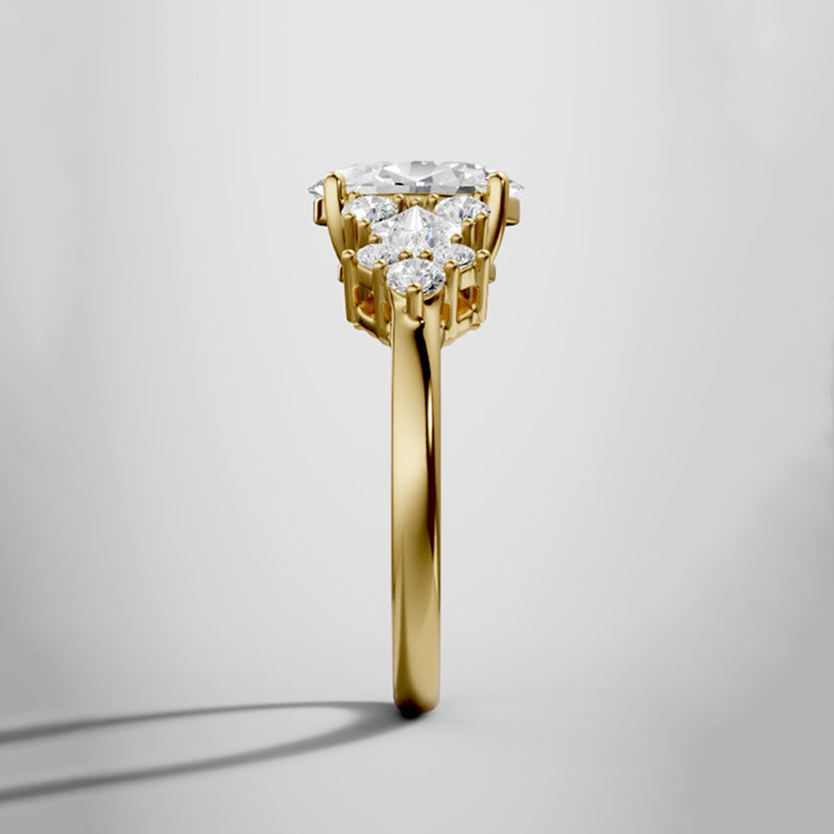 Marquise Shaped Three Stone Lab Grown Diamond Engagement Ring