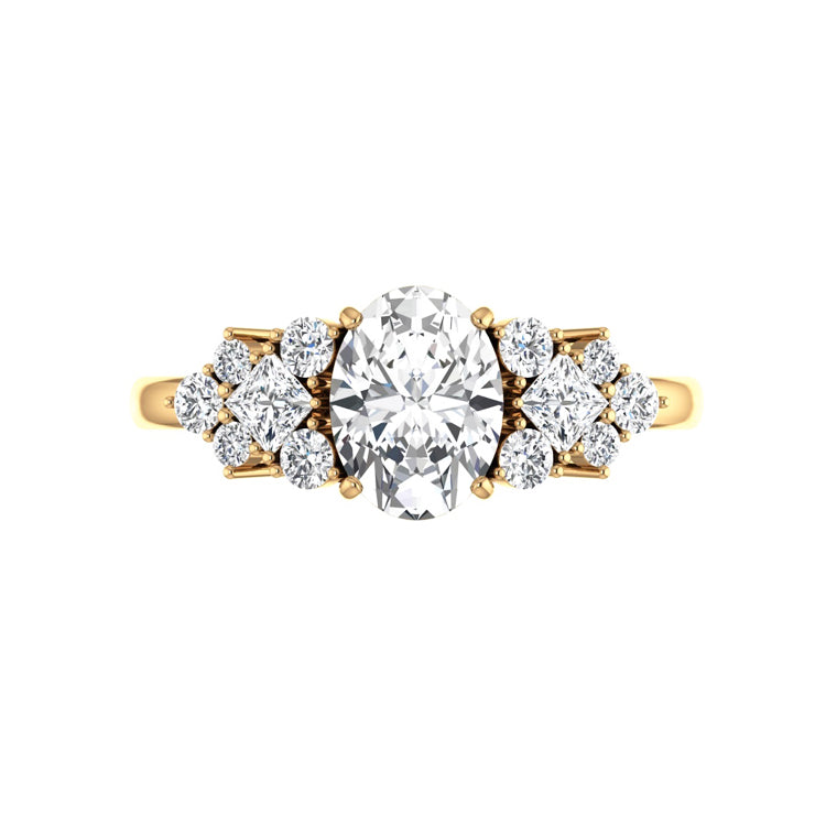 Marquise Shaped Three Stone Lab Grown Diamond Engagement Ring