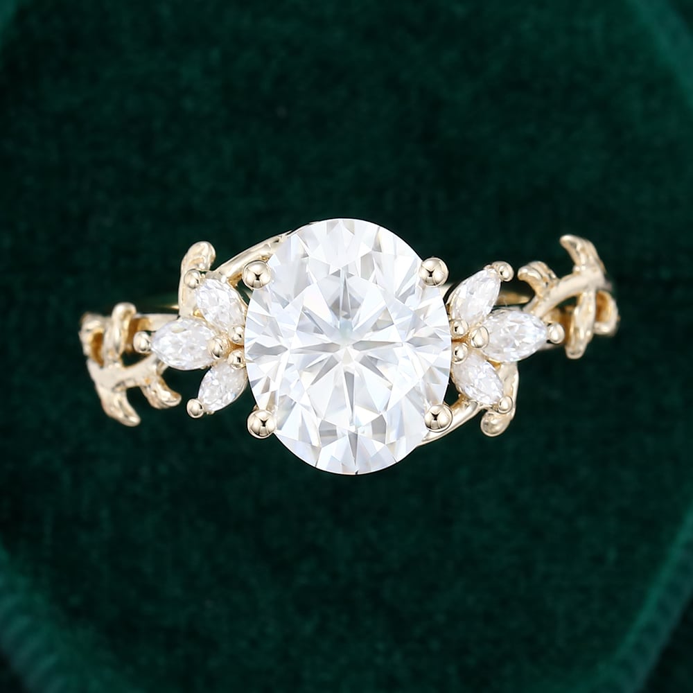 2.7 CT Oval Shaped Floral Moissanite Engagement Ring