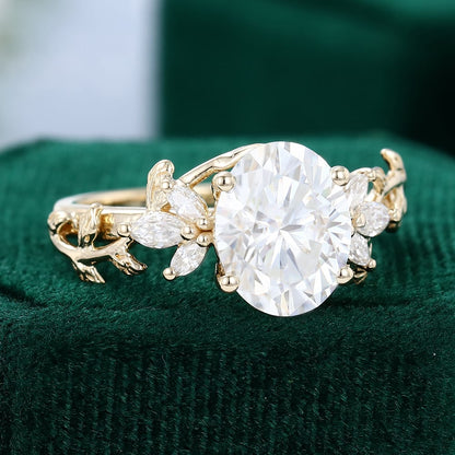2.7 CT Oval Shaped Floral Moissanite Engagement Ring