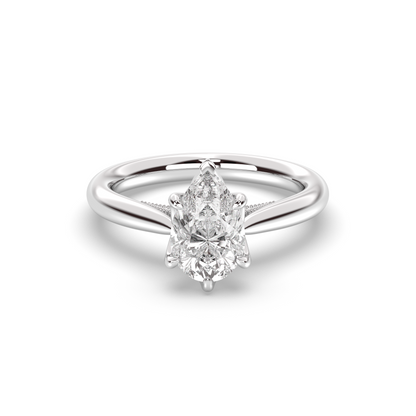 Marquise Shaped Three Stone Lab Grown Diamond Engagement Ring