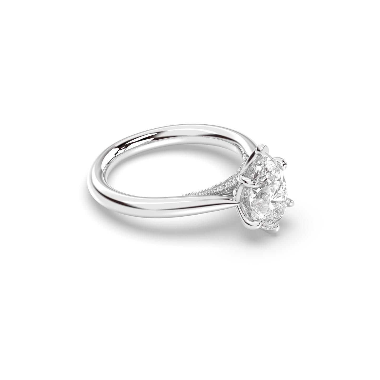 Marquise Shaped Three Stone Lab Grown Diamond Engagement Ring