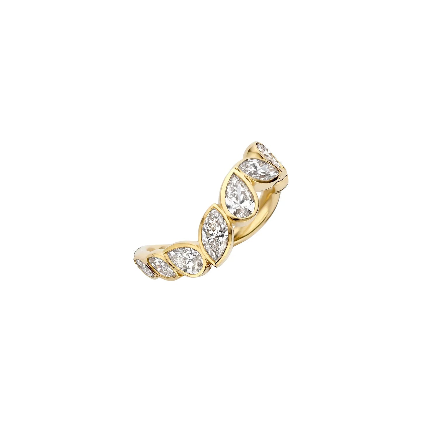 Timeless 0.6 TCW Pear Stones Bezel Swirl Moissanite Diamond Wedding Band