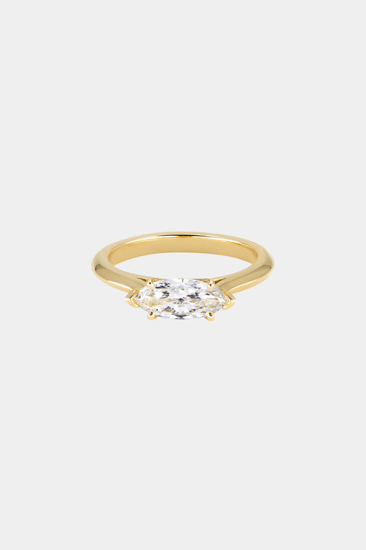 Marquise Shaped Three Stone Lab Grown Diamond Engagement Ring