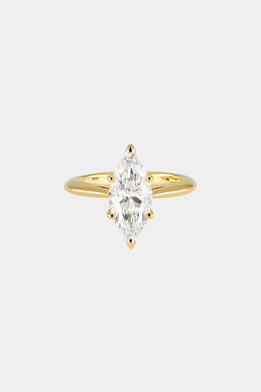 Marquise Shaped Three Stone Lab Grown Diamond Engagement Ring