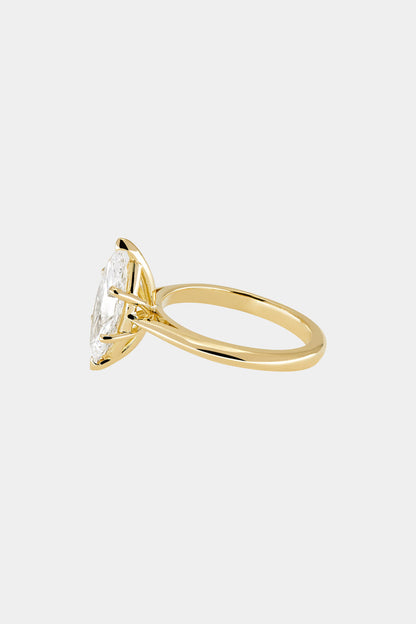 Marquise Shaped Three Stone Lab Grown Diamond Engagement Ring