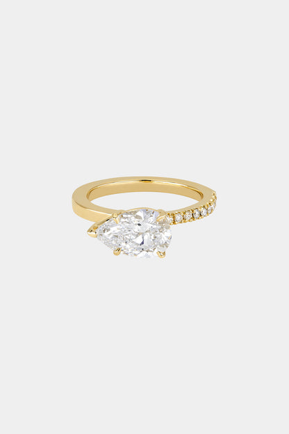Marquise Shaped Three Stone Lab Grown Diamond Engagement Ring